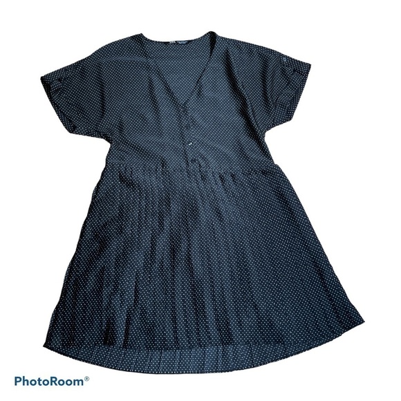 Zara black polka dot satin pleated dress XS - Picture 1 of 5